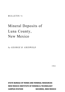 Bulletin 72: Mineral Deposits of Luna County, New Mexico