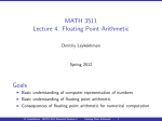 MATH 3511 Lecture 4. Floating Point Arithmetic