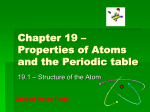 Cahpter 19 – Properties of Atoms and the Periodic table