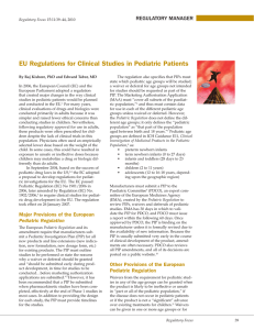 EU Regulations for Clinical Studies in Pediatric Patients