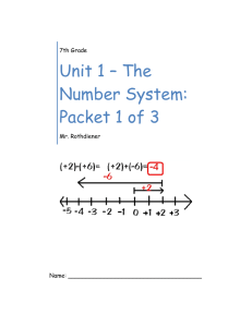 Unit 1 * The Number System: Packet 1 of 3