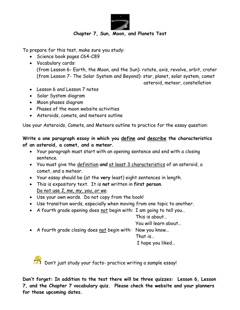 Solar System Essay Asteroids Comets And Meteors Outline For