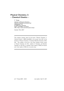 Physical Chemistry 3: — Chemical Kinetics - Christian