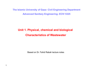 Unit 1. Physical, chemical and biological Characteristics of Wastewater