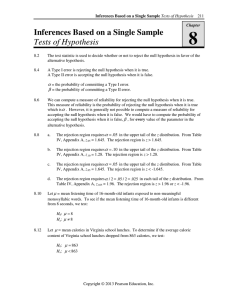 Inferences Based on a Single Sample Tests of Hypothesis