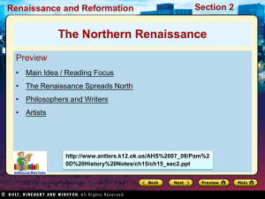 Renaissance and Reformation Section 2