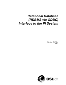 Relational Database (RDBMS via ODBC) Interface to the PI system