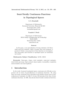 Semi-Totally Continuous Functions in Topological Spaces 1