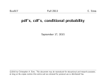pdf`s, cdf`s, conditional probability