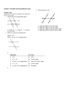 Chapter 3-Parallel and Perpendicular Lines