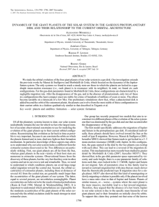 DYNAMICS OF THE GIANT PLANETS OF THE SOLAR SYSTEM IN