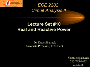 Real and Reactive Power, Lecture Set 10