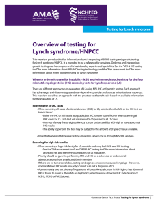 Overview of testing for Lynch syndrome/HNPCC