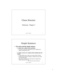 Clause Structure Simple Sentences