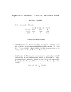 Expectations, Variances, Covariances, and Sample Means