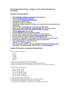 AP Chemistry Study Guide – Chapter 7, Atomic Structure