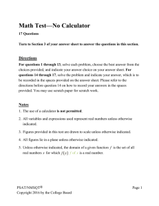 Math Test, No Calculator - collegereadiness