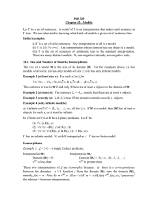 Phil 320 Chapter 12: Models Let Γ be a set of sentences. A model of