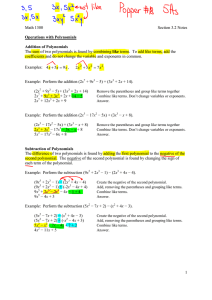 Math 1300 Section 3.2 Notes 1 Operations with Polynomials