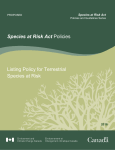 Species at Risk Act Policies Listing Policy for Terrestrial Species at
