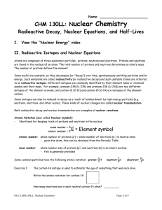 Radioactive Isotopes and Nuclear Equations