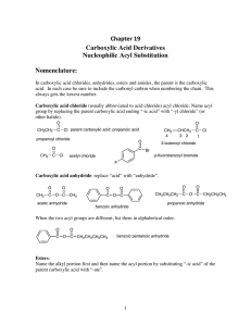 Chapter 19 Carboxylic Acid Derivatives Nucleophilic Acyl