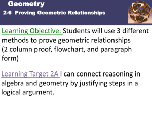 Section 2-6 Proving Geometric Relationships With Solutions Gordon