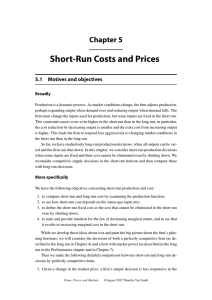 Short-Run Costs and Prices