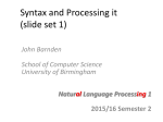 Lecture: Syntax and Parsing 1