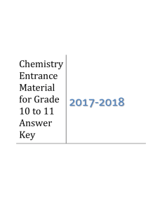 Chemistry Entrance Material for Grade 10 to 11 Answer Key