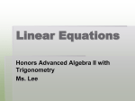 Linear Equations