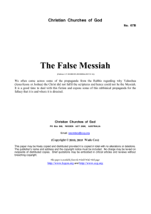 The False Messiah - Christian Churches of God