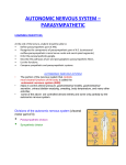 AUTONOMIC NERVOUS SYSTEM – PARASYMPATHETIC