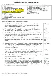 TI 83 Plus and the Equation Solver