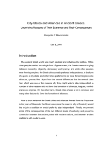 City-States and Alliances in Ancient Greece. Introduction