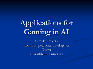 Applications for Gaming in AI