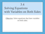 3.4 Solving Equations with Variables on Both Sides