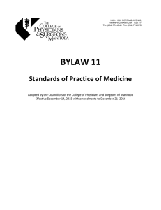 BYLAW 11 - College of Physicians and Surgeons of Manitoba