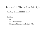 Lecture 19: The Aufbau Principle