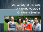 University of Toronto ANTHROPOLOGY Graduate Studies