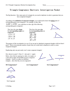 Triangle Congruence Shortcuts Investigation Packet