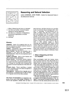 Reasoning and Natural Selection - Center for Evolutionary Psychology