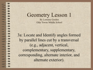 Geometry Lesson 1 By Lorraine Gordon Olde Towne Middle School