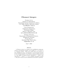 Fibonacci Integers - Dartmouth Math Home
