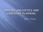 Applied linguistics and language planning