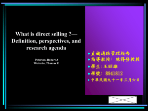 What is direct selling ?—Definition, perspectives, and research