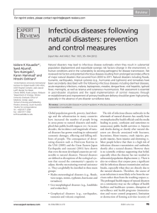 Infectious diseases following natural disasters