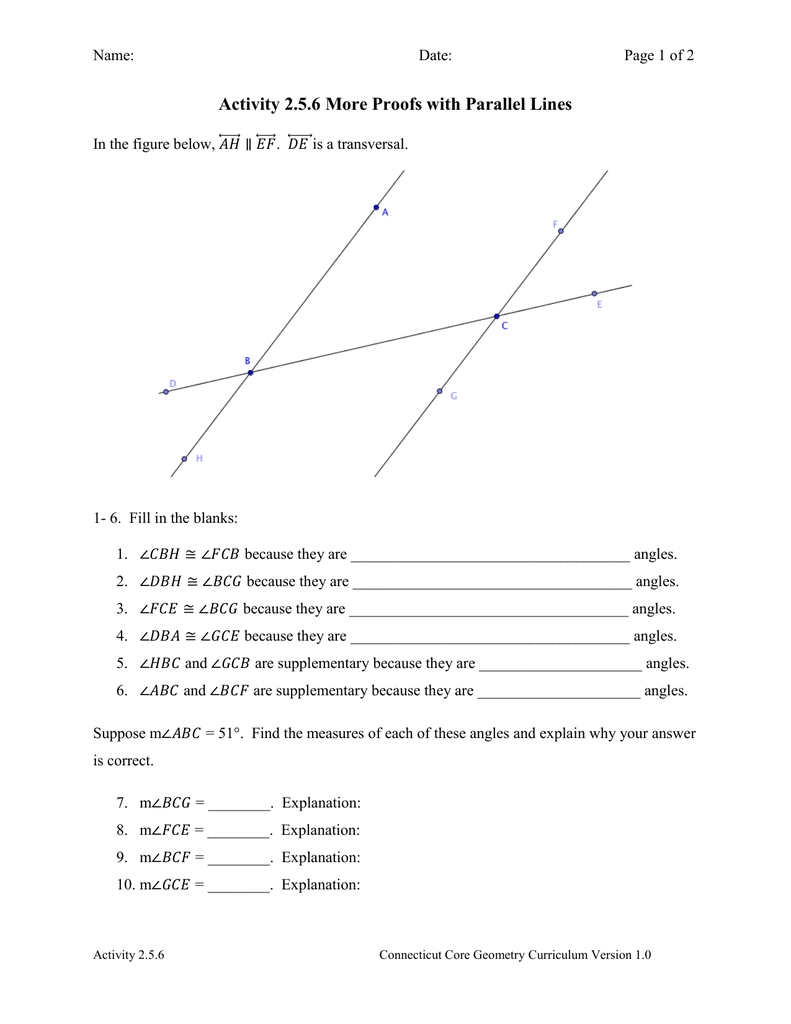 Parallel Lines Proofs Worksheet Answers / Proving Lines Parallel 1