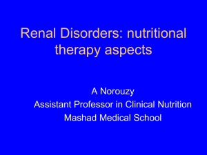 Renal failure Advanced diet therapy