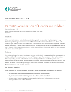 Parents` Socialization of Gender in Children